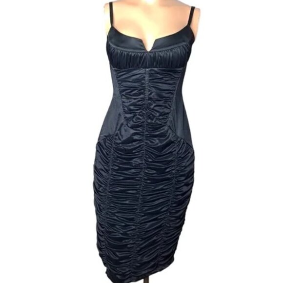 bebe Ruched Black Sullie Corset‎ Dress Size Small - Picture 1 of 14